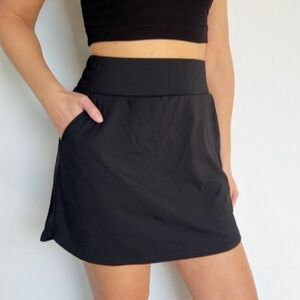 Santiny black elastane stretch layered shorts/skirt pocket skort size large